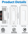 Five Pack Slide Dimmer Switch For Dimmable LED CFL Lights Up To 300W And Incandescent Or Halogen Up To 700W Works As Single Pole Or 3 Way Wall Plate Included ETL Listed White product details
