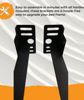 Heavy Duty Adjustable Metal Bed Frame Footboard Extension Brackets Set Of Two close-up view showing adjustable steel mounts for bed frame installation.