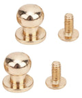 Straight Up 8Mm Round Head Button Studs Featuring Slotted Screw Design Nickel Plated Nail Rivets Solid Brass Heavy Duty Fasteners For Diy Leather Crafting And Upholstery Work 5 Rock Solid Sets, showing brass studs and screws.