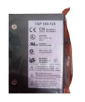 Label detail of Heavy Duty Din Rail Power Supply 24 Volt 7.5 Amp Output with safety and certification information.