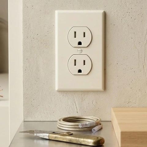 Gotta Have Slick And Smooth Nema 5 To 15R Dual Receptacle Outlet 15A 125V Standard Wall Socket mounted on wall