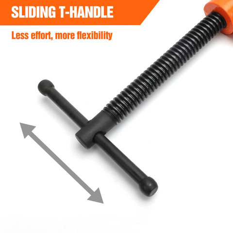 Heavy Duty 3 Inch C Clamp For Woodworking And Diy Projects Featuring Powder Coated Orange Ductile Iron Frame Zinc Plated Acme Screw with sliding T-handle