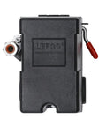 Heavy Duty Air Compressor Pressure Switch With Unloader No Fuss Start, 95 To 125 PSI, Single Port, One Quarter Inch NPT, side view.