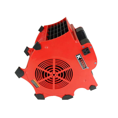 Red Beast Mode 3 Speed Floor Blower Fan with heavy duty ABS construction, showing 1200 CFM airflow design and overload protection features.