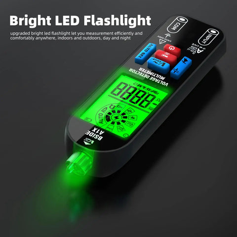 Rechargeable Digital Multimeter Tester With Smart Mode And Red Green Backlight For DIYers with bright LED flashlight