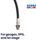Top angle of Kevlar Fiber High Pressure Hose for SPG and First Stage Gauge 33 Inch Black 5000 PSI Working Pressure