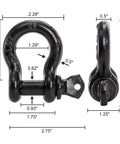 Six Pack Half Inch D Ring Shackle Heavy Duty Tow Strap Winch Off Road Vehicle Recovery Two Ton Four Thousand Lbs Capacity Black