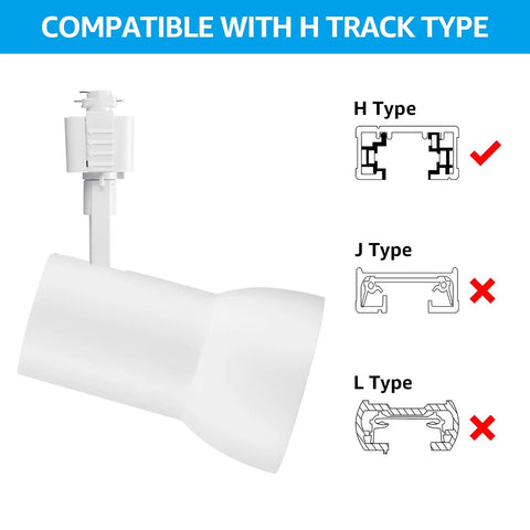 18W Dimmable LED Track Heads Pack of 4 1400LM CRI90 Single Circuit H Track Lighting showing compatibility with H-type track