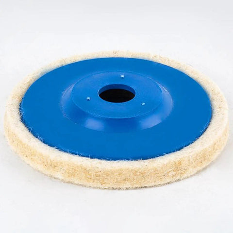 Heavy Duty 3 Pack Felt Wool Buffing Wheels For Angle Grinder, 10cm blue polish disc with wool edge for metal and marble surfaces.