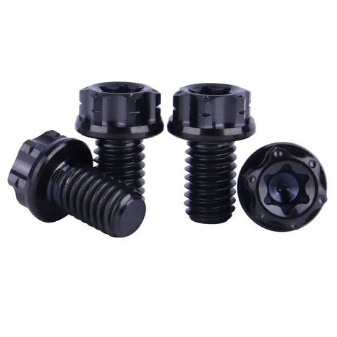 Pack of 4 Titanium Flange Head Bolt M6x10mm Black Finish Grade 5 6Al4V Torx T30 Screws for industrial use