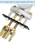 Close-up of Go Kart Hydraulic Brake Master Cylinder Universal Fit For 90cc To 250cc ATV Buggy Quad With Pro Grade Aluminum Build installed with bolts and nuts.