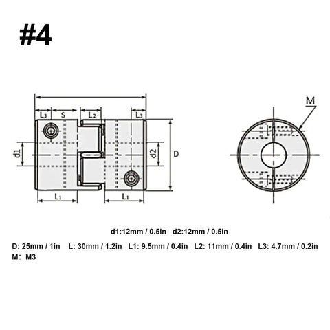 Top Notch Kuuleyn 3Pcs Helical Beam Shaft Coupling Set Made From Hardened Aluminum Alloy For Motor And Ball Screw Kits With Secure Tightening Fit And Super Durable Performance That Slams It Together. #4 size diagram, 25mm D, 12mm bore