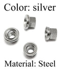Beefy Track Nut Set For Bicycle Front And Rear Axles, 4 Pieces, silver steel nuts, M9 and M10, durable and high precision fit