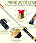Leak Free Jet Nozzle For Garden Hoses And Power Washer Wand High Pressure Sprayer With Five Nozzles And Quick Connectors Black Durable Leak Proof Design For Outdoor Cleaning with steel wand and brass fittings