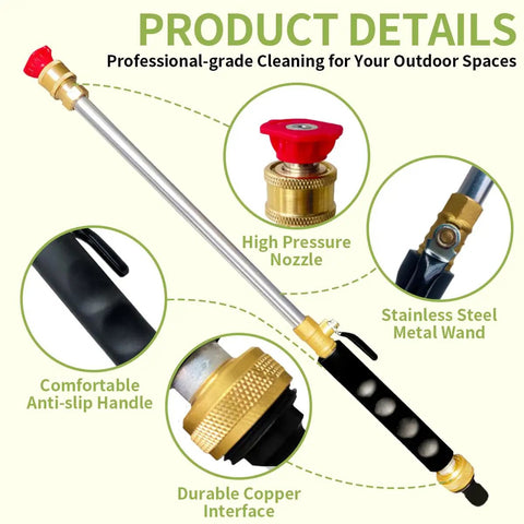 Leak Free Jet Nozzle For Garden Hoses And Power Washer Wand High Pressure Sprayer With Five Nozzles And Quick Connectors Black Durable Leak Proof Design For Outdoor Cleaning with steel wand and brass fittings