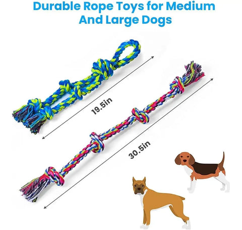 Two Pack XL Dog Rope Toys For Large Breed Aggressive Chewers, Indestructible Tug Of War And Teeth Cleaning Chew Toys, Washable Cotton Ropes