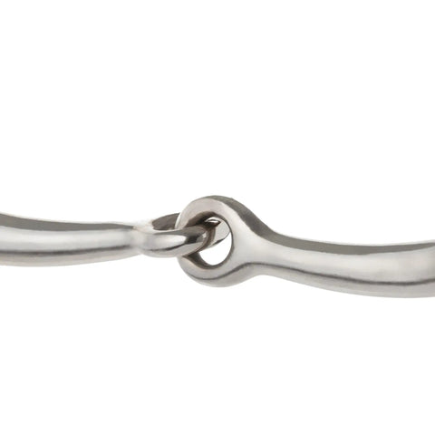 Close-up of All Purpose Ring Snaffle Bit With 5 Inch Mouth And Two And A Half Inch Rings Nickel Plated Malleable Iron for horses.