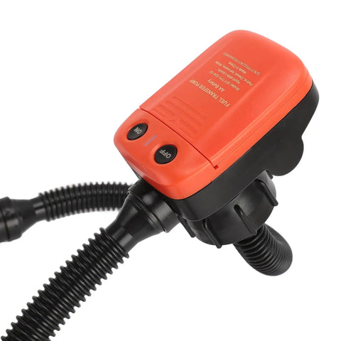Ditch The Haul With This Fabater Auto Shutoff Fuel Transfer Pump featuring an orange motor unit and flexible hoses for efficient gas transfer.