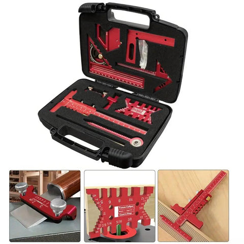Pro Grade Woodworking Measuring And Scribing Tool Set With 9 Piece Precision Kit For Carpentry And DIY Projects Durable Aluminum Alloy Tools In A Handy Storage Box