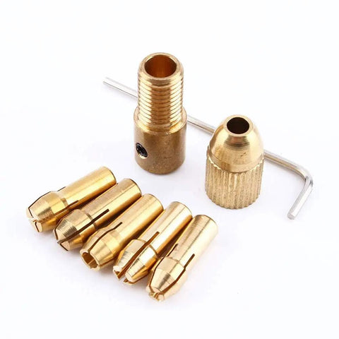 Copper collet set from Mini Hand Drill Kit With Copper Collet Set For PCB Work, Versatile Micro Twist Drill Tool For DIY circuit board projects.