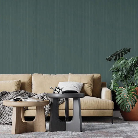 Living room with Black Faux Beadboard Peel And Stick Wallpaper Removable And Repositionable Self Adhesive No Mess Easy DIY Wall Decor 20.5 Inch By 16.5 Foot Made In The USA.