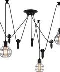 Five Head Adjustable Industrial Pendant Light With Vintage Spider Design showcasing Edison-style bulbs and rustic metalwork.