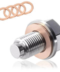 Magnetic Oil Drain Plug Kit M14x1.5 Stainless Steel With Five Copper Crush Washers