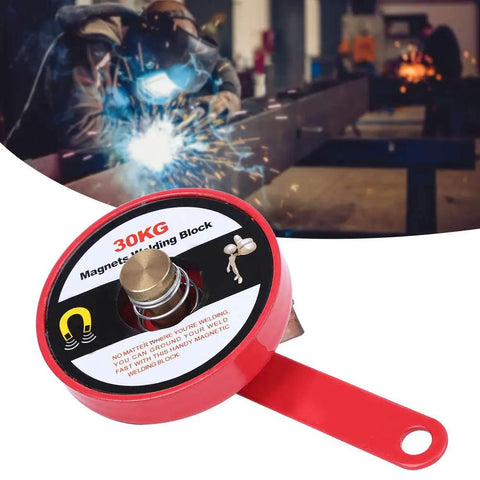 Heavy Duty Magnet Welding Block That Grips Tight As Glue For Stable Positioning with 30KG suction and red alloy steel design.