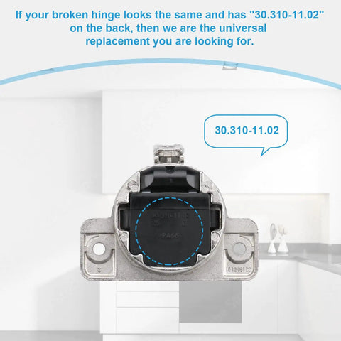 Universal Cabinet Door Hinges 8 Pack Replacement For 110 Degree Compact 33 Screw In Self Closing Hardware With Screws No Sweat Install Guaranteed Smooth Operation showing hinge model number 30.310-11.02.