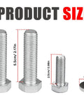Product size comparison of upgraded passenger side exhaust manifold clamp repair kit with iron bolts for Ford F150 F250.