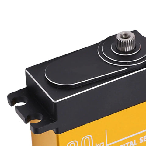 Heavy Duty Digital Servo Motor For All Terrain Trucks And Buggies 30Kg showing top view with steel gears and CNC aluminum housing.