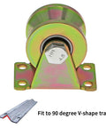 2 Inch V-Groove Wheel Sliding Gate Caster Set For Inverted V-Track And Rolling Gates, front view of galvanized wheel on bracket
