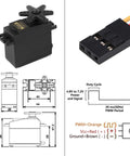 MG995 Six Pack Micro Servo 180 Degree Metal Gear Waterproof Digital Beefed Up High Speed Torque Servo Motor diagram