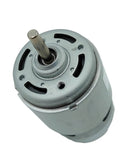 High Performance 42mm DC Motor Featuring Dual Ball Bearings Runs Smooth On 12V 18V And 24V Power top view of the motor with output shaft.