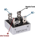 Pack Of 10 KBPC5010 Bridge Rectifier 50A 1000V Full Wave Diode Bridge For Power Supplies And DC Power Systems Metal Case Industrial Grade High Current Durable Packaging Beefy For Inverters And Electronics, metal case terminals labeled