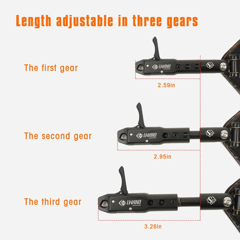 Archery Release Aid For Compound Bows With 360 Degree Rotating Trigger Wristband Adjustable Caliper in three lengths