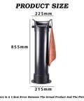 Product size measurements of Floor Stand Knock Box For Espresso Grounds, 8.6L No Sweat Puck Dump Canister.