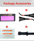 Package accessories for Auto Darkening Welding Glasses With 2 Sensors For TIG MIG MMA Plasma Lightweight 60 Grams