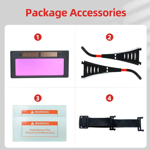 Package accessories for Auto Darkening Welding Glasses With 2 Sensors For TIG MIG MMA Plasma Lightweight 60 Grams