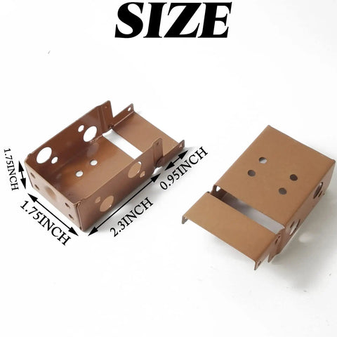 Two Six Pack Two And A Half Inch Blind Brackets Low Profile Box Mounting Brackets for Window Blinds showing dimensions.