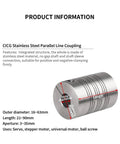 Heavy Duty Stainless Steel Flexible Coupling Shaft Connector With Parallel Line Grooves for Motor Encoder Drive, 21-90mm length.