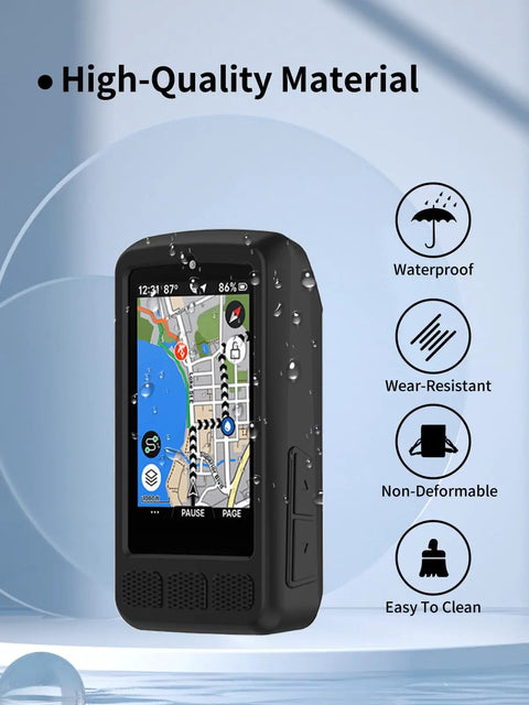 Rugged Soft Shell Case For ELEMNT ROAM V3 GPS Cycling Computer with waterproof silicone leather blend, black finish