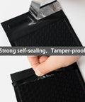 Hand sealing 4x8 Inch Black Bubble Mailers 40 Pack Self Seal Padded Envelopes For Small Biz Packaging