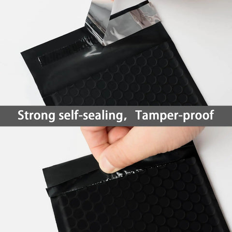 Hand sealing 4x8 Inch Black Bubble Mailers 40 Pack Self Seal Padded Envelopes For Small Biz Packaging
