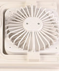 Socket Ceiling Fan, E27 Screw Base with Remote, Small Ceiling Fan with Light, top view of white fan blades and body.