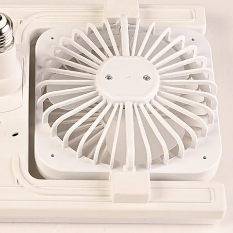 Socket Ceiling Fan, E27 Screw Base with Remote, Small Ceiling Fan with Light, top view of white fan blades and body.