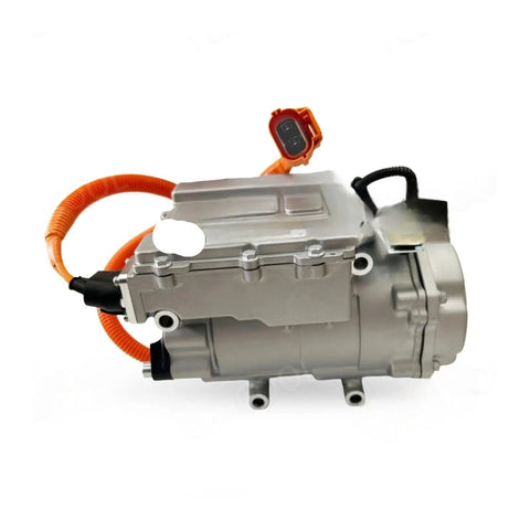 Keep Your Electric Ride Chill With This Upgraded EV AC Compressor And 320V Cooling Pump Tuned For Dongfeng Aeolus E70 And BYD BC28B, silver compressor with orange wiring.