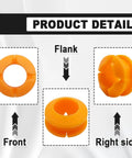 Two Pack Orange Transmission Shift Cable Bushing Repair Kit For Nissan Armada Pathfinder Xterra Titan Frontier QX56 QX80 Equator 2004 Through 2022 Auto Parts OE Replacement 134193, showing detailed views of front, flank, and right side angles of the orange bushings.