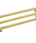 5 Pack Brushed Brass Cabinet Pulls Gold Finish Square Bar Handles For Kitchen And Bathroom Cabinet Hardware With 12 And A Half Inch Hole Centers And Screws Included