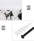 Self Tapping Screws and Wall Anchors Kit Heavy Duty Load Bearing Easy Install Zinc Plated and Plastic Mix Random Colors 100 Piece Set for Lightweight Concrete and Hollow Bricks Includes 50 Screws and 50 Anchors, screws and anchors in box